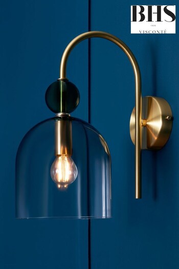 Visconte by BHS Satin Brass Vietri 1 Light Glass Wall Light (N76514) | £80