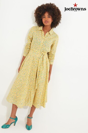 Joe Browns Yellow Petite Spring Floral Midi Shirt Dress (N76519) | £65