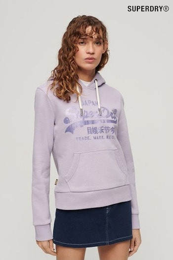 Superdry Purple Metallic Vintage Logo Graphic Hoodie (N76571) | £55