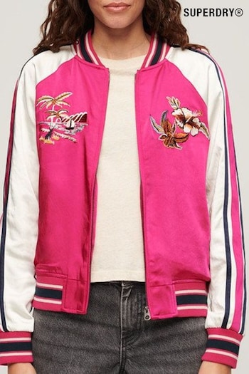 Superdry Pink Suikajan Embroidered Bomber Jacket (N76605) | £100