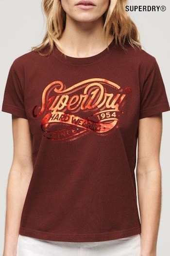 Superdry Brown Foil Workwear Fitted T-Shirt (N76627) | £27
