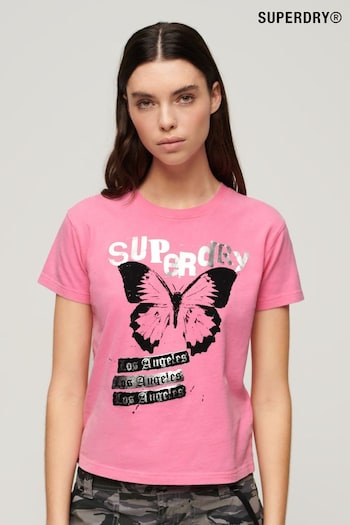 Superdry Pink Lo-Fi Rock Graphic T-Shirt (N76629) | £27
