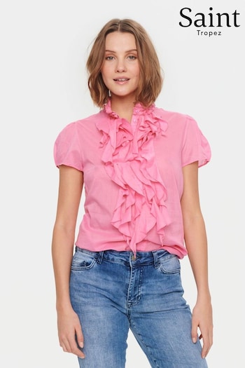 Saint Tropez Pink Tilli Ruffle Short Sleeve Shirt (N76655) | £50