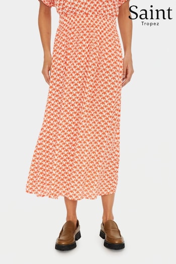 Saint Tropez Orange Tessa Elastic Waist Midi Skirt (N76662) | £60