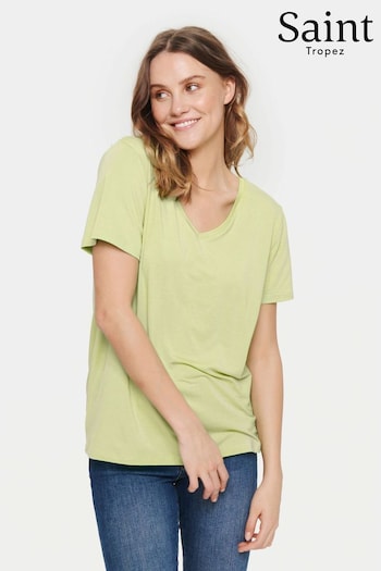 Saint Tropez Green Adelia V-Neck Short Sleeve T-Shirt (N76667) | £30