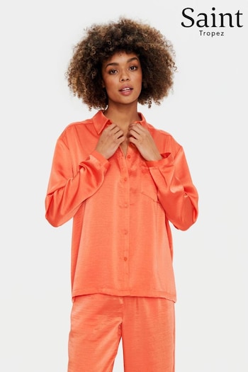 Saint Tropez Orange Dinne Satin Long Sleeve Shirt (N76669) | £35