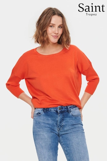 Saint Tropez Orange Mila 3/4 Sleeve Knitted Pull-Over Jumper (N76677) | £35