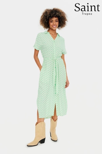 Saint Tropez Green Blanca Short Sleeve Shirt faux Dress (N76680) | £70