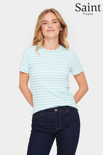 Saint Tropez Green Aster Short Sleeve Stripe T-Shirt (N76681) | £35