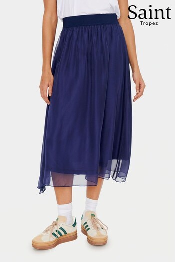 Saint Tropez Blue Coral Chiffon Midi Skirt (N76685) | £40