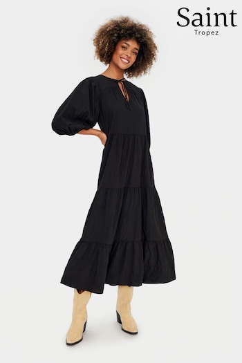 Saint Tropez Damaris Half Sleeve Black Midi Dress (N76687) | £70