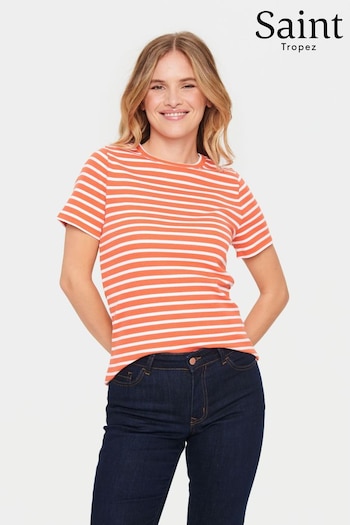 Saint Tropez Orange Aster Short Sleeve Stripe T-Shirt (N76696) | £35