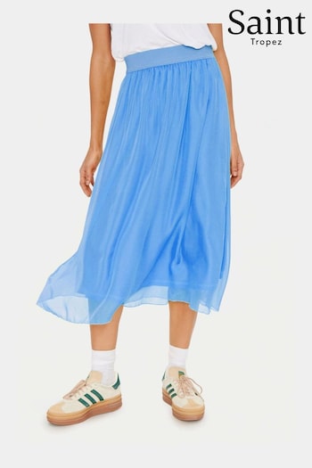 Saint Tropez Blue Coral Chiffon Midi Skirt (N76701) | £40