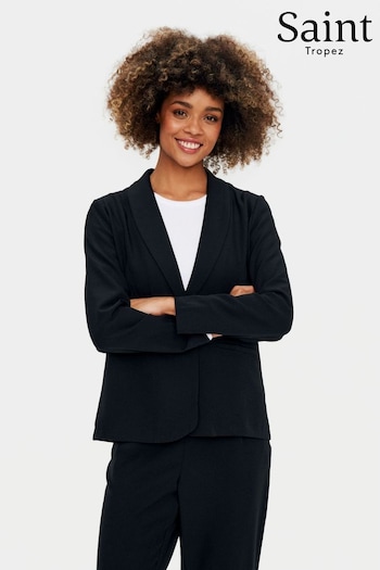 Saint Tropez Celest Shawl Collar Button Black Blazer (N76708) | £60