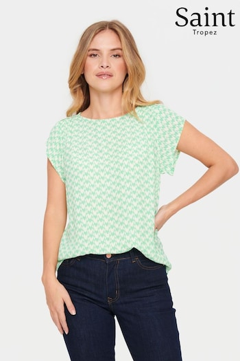 Saint Tropez Green Blanca Short Sleeve Blouse (N76716) | £40