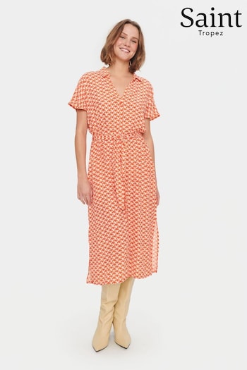 Saint Tropez Orange Blanca Short Sleeve Shirt scuro Dress (N76717) | £70