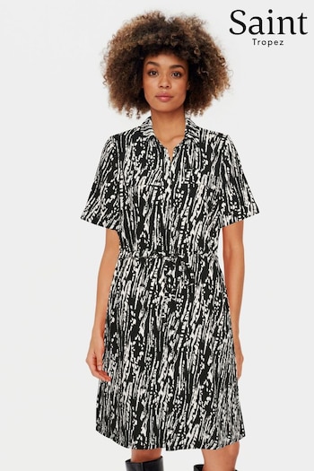 Saint Tropez Valda Short Sleeve Black Shirt scuro Dress (N76719) | £70
