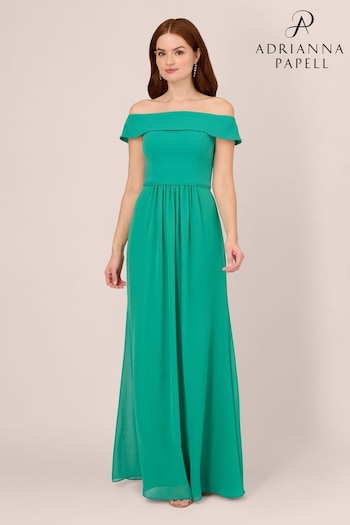 Adrianna Papell Green Crepe Chiffon Gown (N76793) | £139