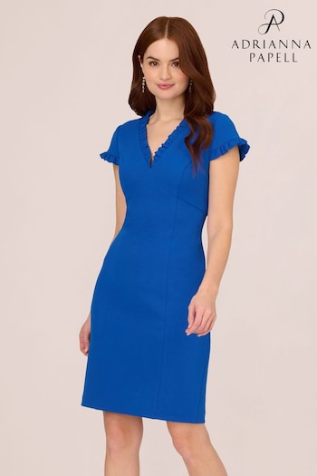 Adrianna Papell Blue Micro Ruffled Sheath Dress (N76795) | £119