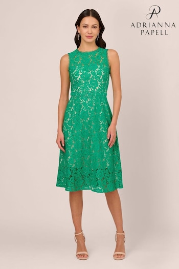 Adrianna Papell Green Lace Midi Dress (N76799) | £149