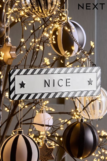 Black Naughty or Nice Reversible Sign (N76869) | £6