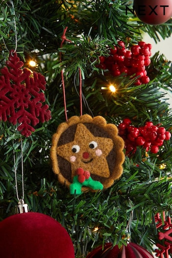 Brown Felt Mince Pie Christmas Bauble (N76880) | £6