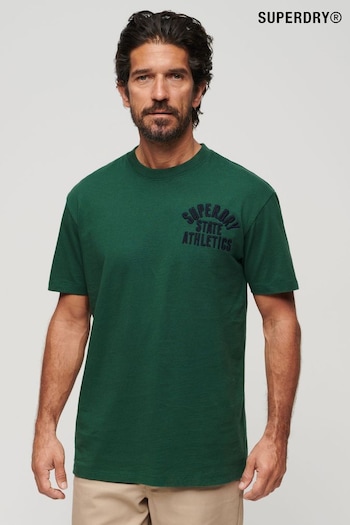 Superdry Green Embroidered Superstate Athletic Logo T-Shirt (N76935) | £30