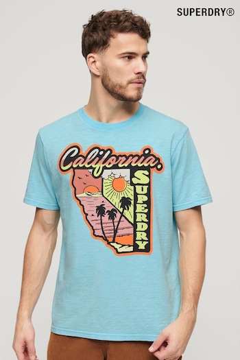Superdry Blue Neon Travel Graphic Loose T-Shirt (N76954) | £30