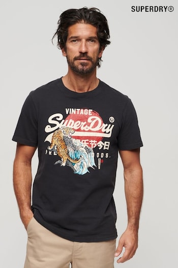 Superdry Black Tokyo Graphic T Shirt (N76993) | £30