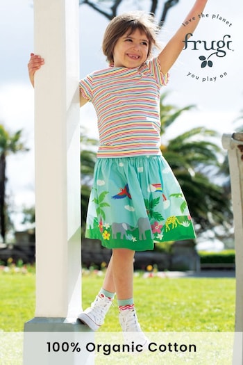 Frugi Green Tropical Animal Print Twirly Dream Skirt (N77102) | £33 - £35