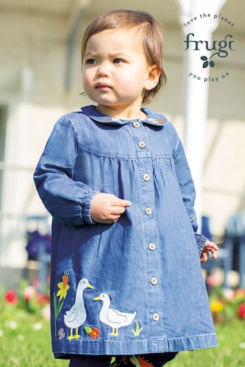 Frugi Blue Easter Duck Chambray Dress (N77105) | £38 - £40