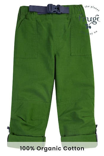 Frugi Green Rip-Stop Outdoor logo Trousers With Roll-up Leg Feature (N77106) | £38 - £40