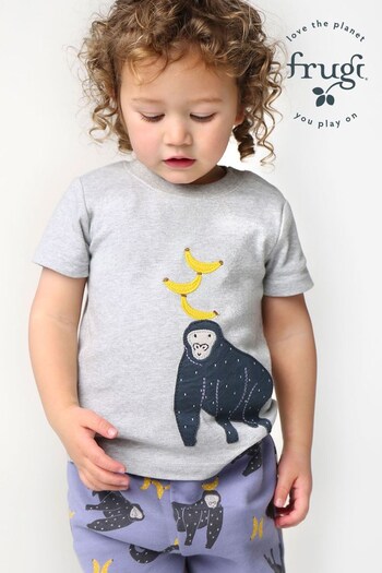 Frugi Grey Gorilla Applique Short-Sleeve T-Shirt (N77133) | £24