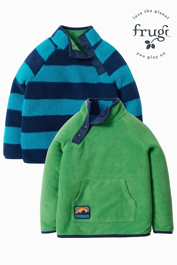 Frugi Blue Stripe Recycled Polyester Reversible Snuggle Fleece (N77176) | £42 - £44