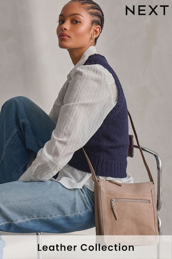 Taupe Leather Pocket Messenger Bag (N77233) | £40