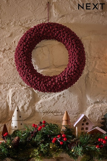 Red Flocked Christmas Wreath (N77283) | £25