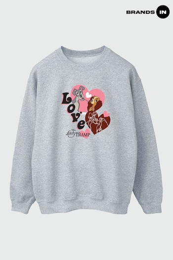 Brands In Grey Lady And The Tramp Spaghetti Love Women Heather Grey Sweatshirt (N77306) | £36