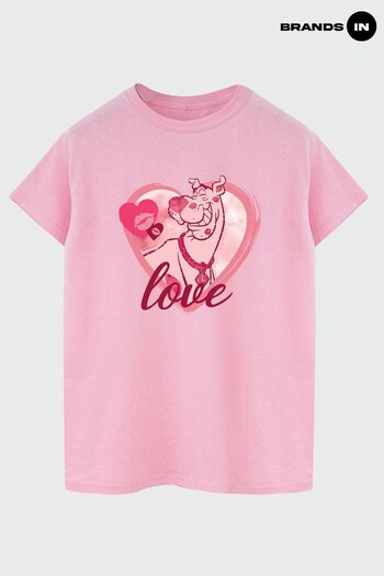 Brands In Pink Scooby Doo Love Kisses Women Baby Pink Boyfriend Fit T-Shirt (N77310) | £23