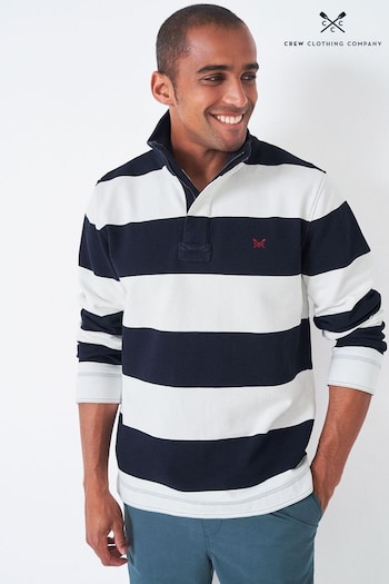 Crew Clothing Company Blue Stripe Cotton Classic Sweater (N77347) | £59