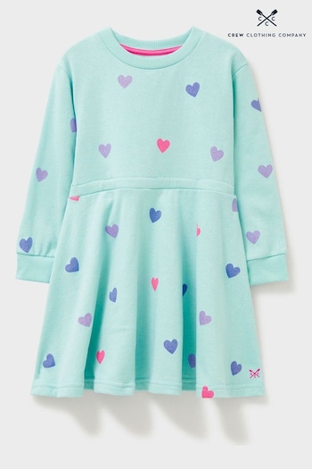 Crew Lined Clothing Company Blue Heart Print Cotton Straight Dress (N77376) | £28 - £32