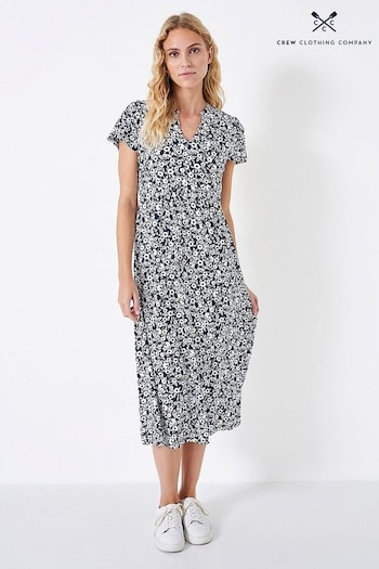 Crew Clothing Company White Floral Print  Jersey Dress (N77440) | £65