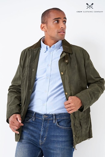 Crew Clothing Company Green Cotton Classic Casual Coat (N77442) | £169