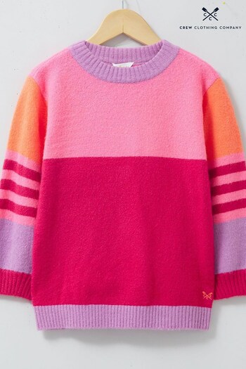 Crew Clothing Company Pink Colour Block  Casual Jumper (N77445) | £28 - £36