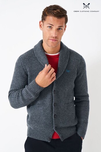 Crew Clothing Company Grey Wool Classic Cardigan (N77455) | £85