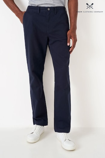 Crew Clothing Company Blue Cotton Casual Trousers dritti (N77463) | £65