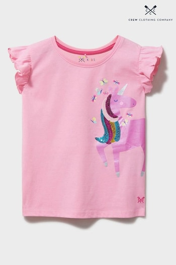 Crew Clothing Company Sequin Butterfly and Stripe Cotton Casual T-Shirt (N77475) | £20 - £24