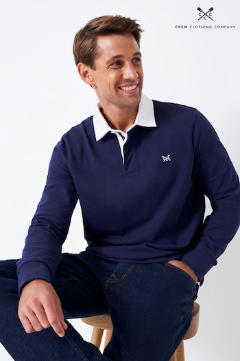 Crew Clothing merino Company Blue Cotton Classic Rugby Shirt (N77509) | £59