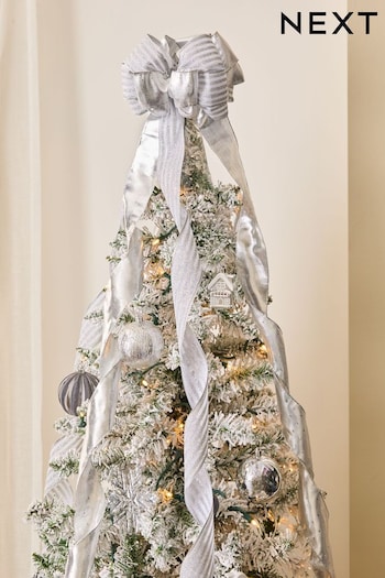 Silver Bow Christmas Tree Topper (N77540) | £20