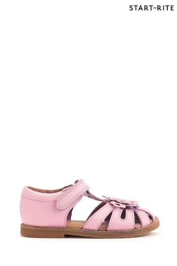 Start Rite Pink Flora Pale Leather Rip Tape Toe In Sandals (N77649) | £38