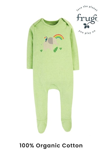 Frugi Green Marl Easy Dressing Babygrow (N77679) | £24